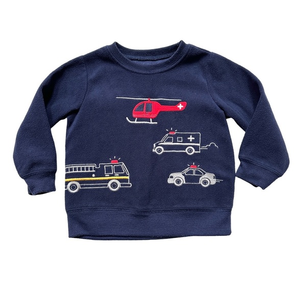 ⭐️ 5 for $25 Carter’s Baby Navy Blue Sweatshirt with Vehicle Design 12 Months - Picture 1 of 4
